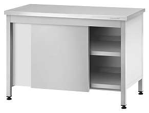 Стол производственный закрытый СПЗп - 1000x600x860 Profi Inox, борт, двери-купе, полка сплошная
