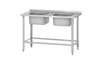 Ванна моечная цельнотянутая ВМЦб - 1200x600 Base, 2 м/о 400x400x250, борт, отв. д/смесит.