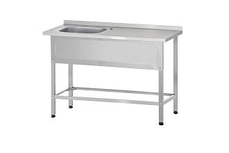 Ванна с рабочей поверхностью РПЦп - 1500x700x860 Profi Inox левая, 1 м/о 500x500x300, борт, отв. д/смесит.