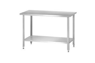 Стол производственный СПРн - 1200x600x860 Norma Inox (полка сплошная, ножка угловая)