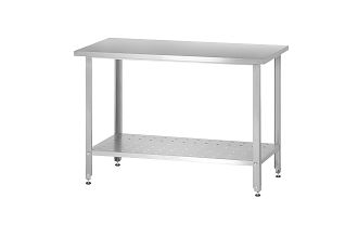 Стол производственный СПРн - 1200x600x860 Norma Inox (полка перфорация, ножка угловая)