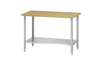 Стол кондитерский СПРн - 1500x800x860 Norma Ral, бук/40 (полка перфорация, ножка угловая)