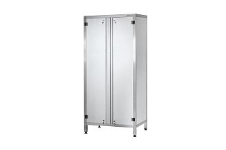 Шкаф кухонный ШЗКп - 1200x600x1800 Profi Inox, двери распашные, полки сплошн. 2 шт., без к-та замков