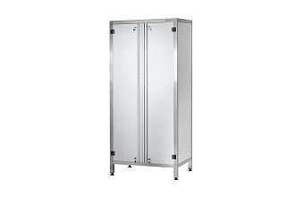 Шкаф кухонный ШЗКп - 1000x600x1800 Profi Inox, двери распашные, полки сплошн. 3 шт., без к-та замков