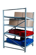 Гравитационный стеллаж с роликовыми полками 1600х1200х1300, 4 яруса