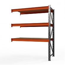 Секция приставная стеллажа металлического Оптима, 3000x2500x785 мм. Ярусы: 3 шт. метал