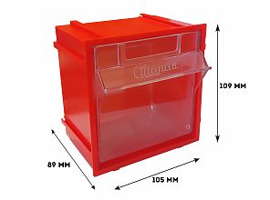 Короб откидной F-105-1А , 105х71х112мм, красный, прозрачный