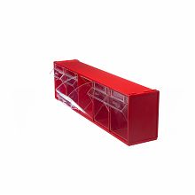 Короб откидной F-600-5, 600х135х164мм, 5 ячеек, красный, прозрачный