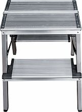 Стремянка алюминиевая двухсторонняя со ступенями 130 мм и площадкой 350х260 мм NV1127.2