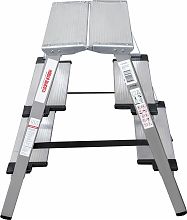 Стремянка алюминиевая двухсторонняя со ступенями 130 мм и площадкой 350х260 мм NV1127.3