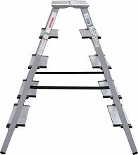 Стремянка двухсторонняя стальная с алюминиевыми ступенями 130 мм и площадкой 350х260 мм NV1147.5