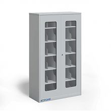 Металлический шкаф для 30 противогазов ХПГ-30, с дверьми из акрилового стекла